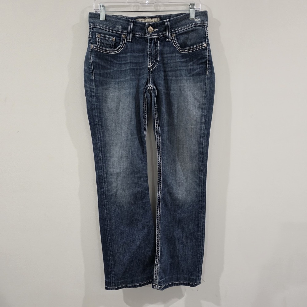 Bke Womens Bootcut Blue Jeans Size‎ 29 R Western Cowgirl Thick Stitch